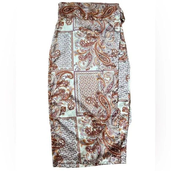 NEW Lulu's Satin Take A Walk With Me Paisley Wrap Front Midi Slip Skirt Medium - Picture 6 of 11